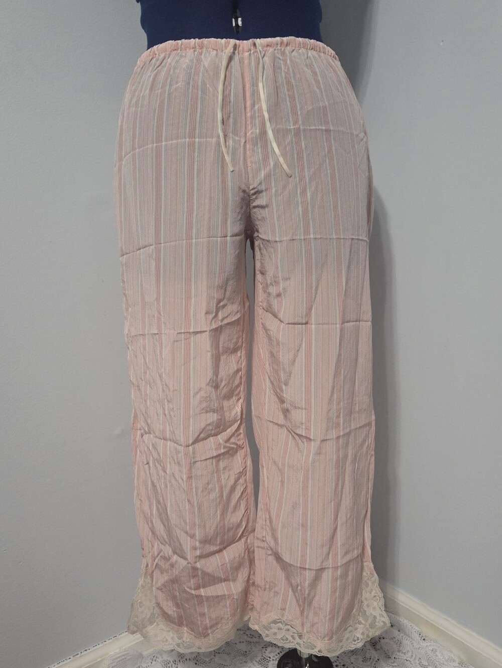 Vintage Y2K Pink Striped Silk Pants Size S